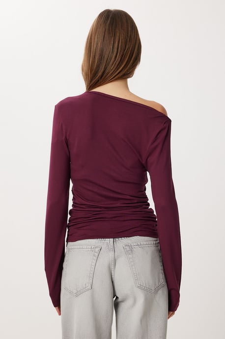 Asymmetrischer Kragen Langarm Viskosebluse - Image 4