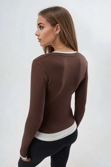 Bluse mit Kontrast-Bindung und langen Ärmeln - Image 2