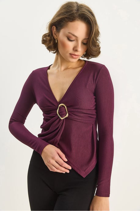 Doppelt breasted Bluse mit Accessoire-Detail - Image 3