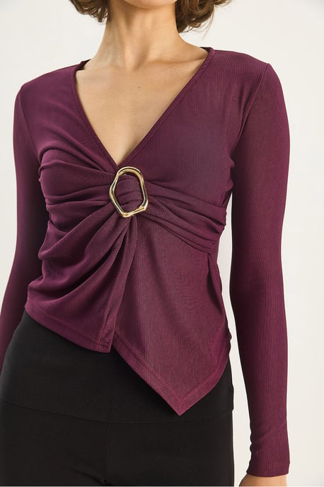 Doppelt breasted Bluse mit Accessoire-Detail - Image 4