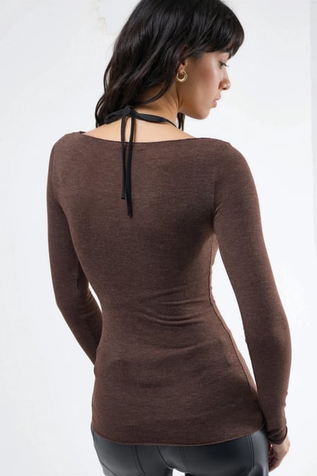 Boots-Ausschnitt Langarm Leichte Bluse - Image 2