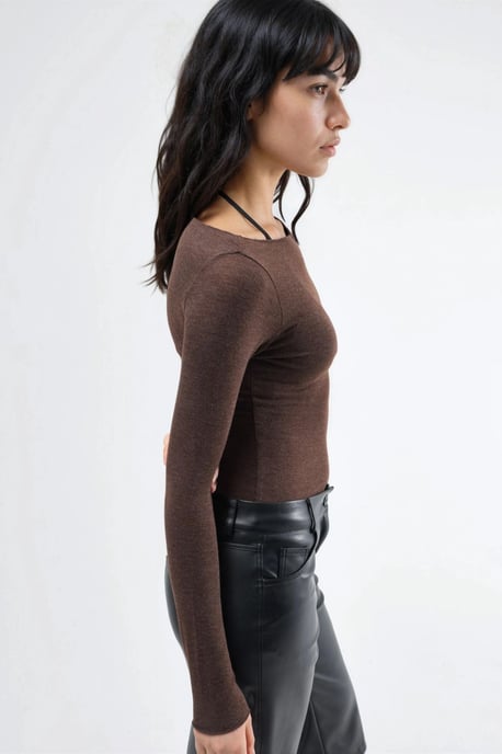 Boots-Ausschnitt Langarm Leichte Bluse - Image 3