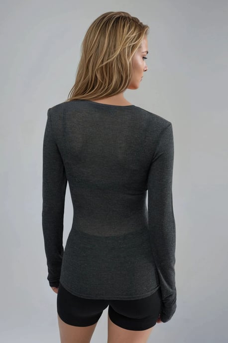 Schlanke Passform Langarmtransparente Bluse - Image 3