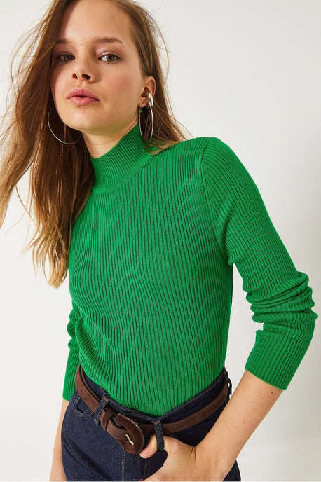 Strukturierte Rippstrick-Turtleneck Langarmbluse - Image 4