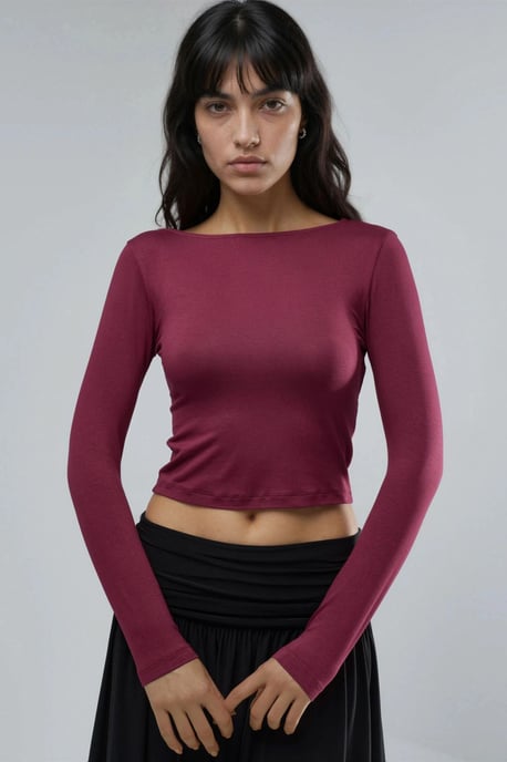 Slim Fit Crop Bluse mit Rückendetail - Image 2