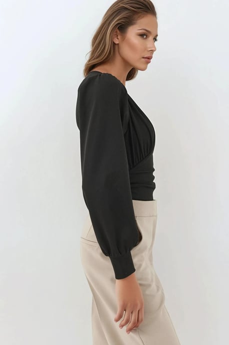 Slim Fit V-Ausschnitt Body mit Ballonärmeln - Image 3