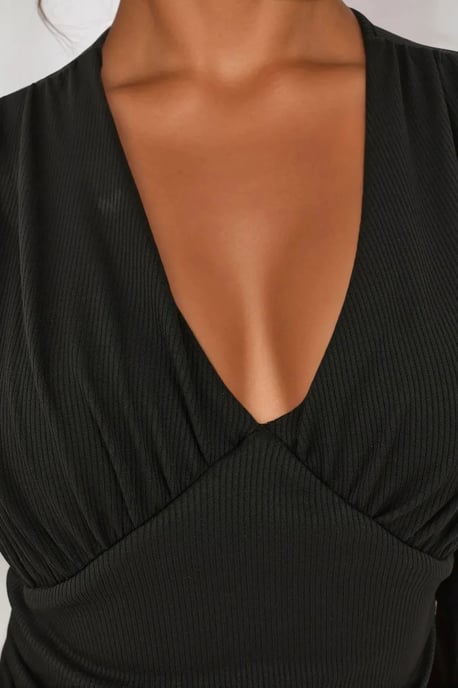 Slim Fit V-Ausschnitt Body mit Ballonärmeln - Image 5