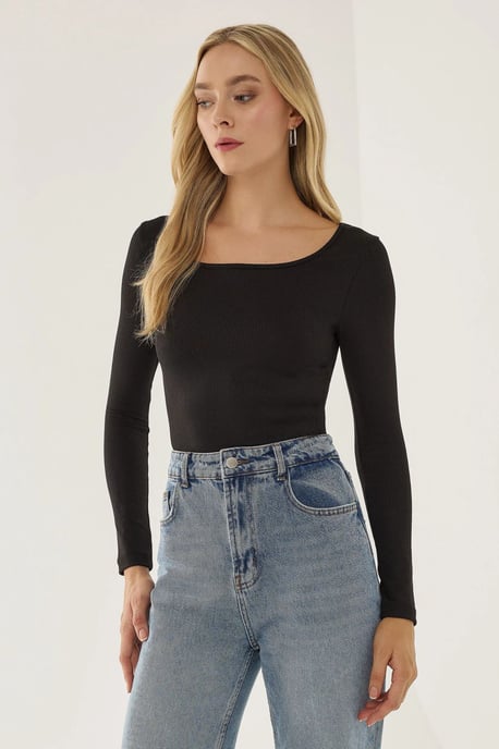 Quadratischer Ausschnitt Langarm-Bodysuit - Image 5