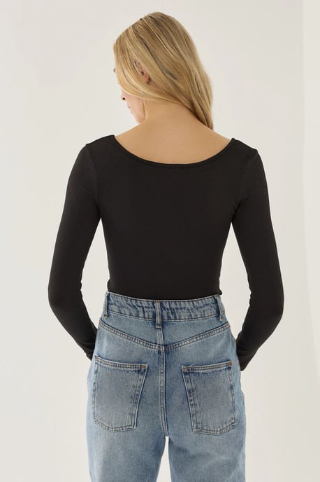 Quadratischer Ausschnitt Langarm-Bodysuit - Image 6