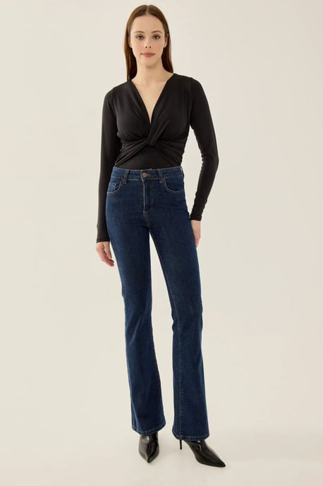 V-Ausschnitt Langarm Slim Fit Bodysuit - Image 3