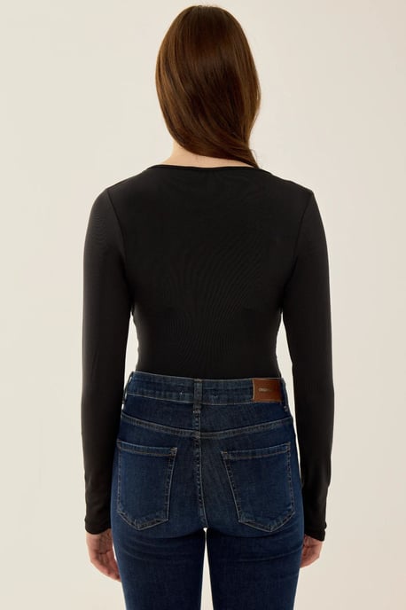 V-Ausschnitt Langarm Slim Fit Bodysuit - Image 5