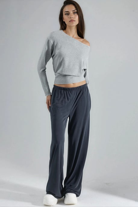 Bootehalsausschnitt Langarm Elastische Bluse - Image 4