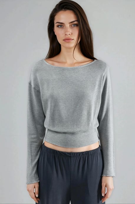 Bootehalsausschnitt Langarm Elastische Bluse - Image 6