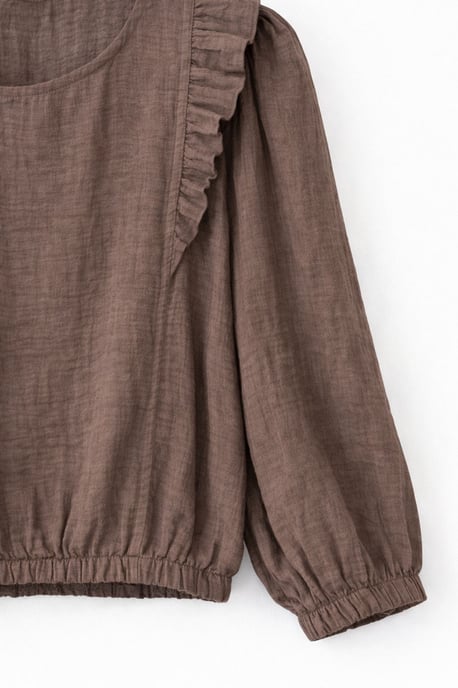 Strukturiertes Rüschen-Blusenshirt mit Rundhalsausschnitt - Image 2