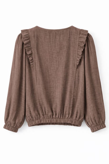 Strukturiertes Rüschen-Blusenshirt mit Rundhalsausschnitt - Image 3