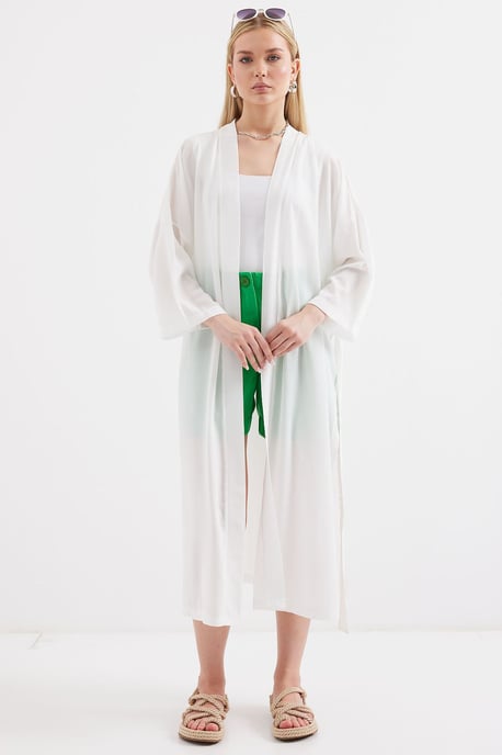 Midi Pompom Schalkragen-Kimono - Image 2