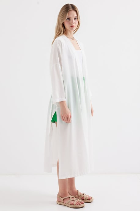 Midi Pompom Schalkragen-Kimono - Image 3