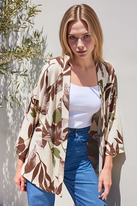 Strukturierter lässiger Kimono mit Schalkragen - Image 1