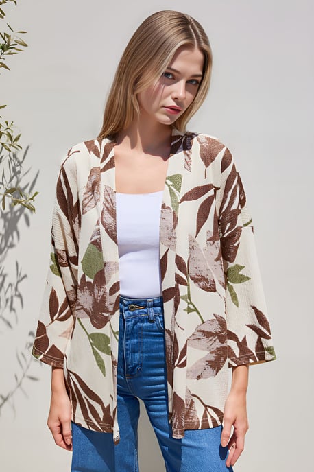 Strukturierter lässiger Kimono mit Schalkragen - Image 2