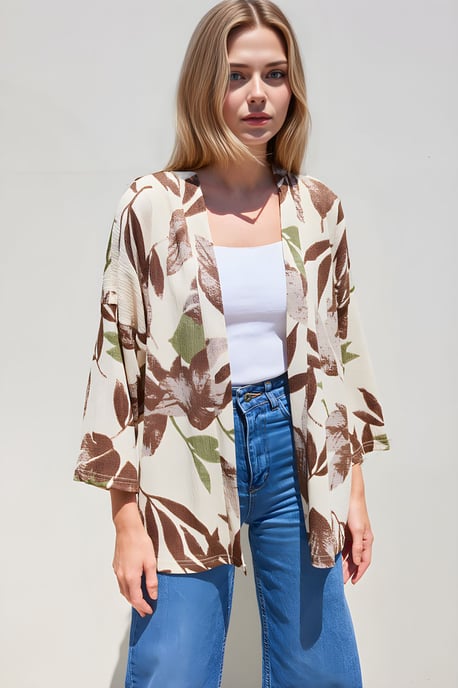 Strukturierter lässiger Kimono mit Schalkragen - Image 4