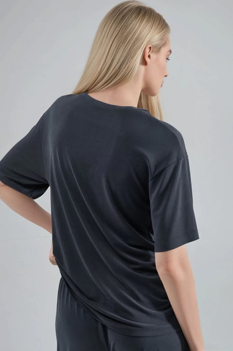 Lässige Modalbluse mit Rundhalsausschnitt und Bindung - Image 3