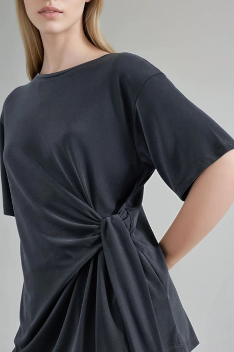 Lässige Modalbluse mit Rundhalsausschnitt und Bindung - Image 5