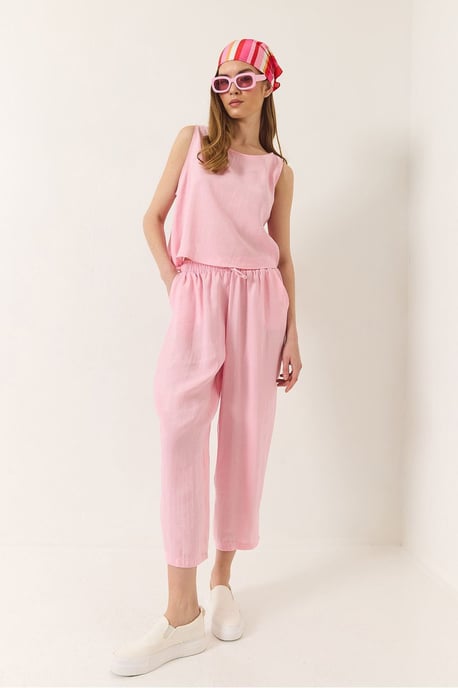 Ärmelloses Rundhals-Blusenset mit Karottenhose - Image 4