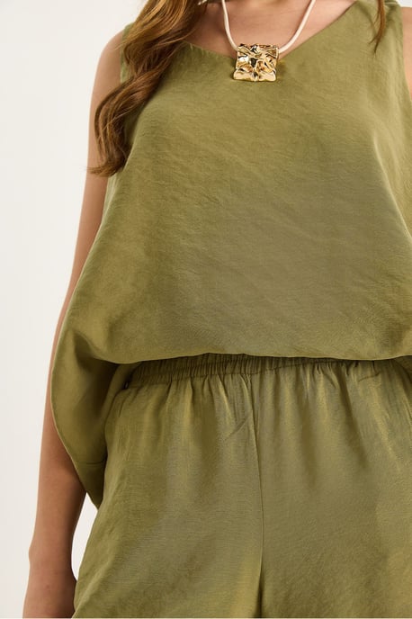 V-Ausschnitt Baumwollbluse-Hosen Zweiteiliges Set - Image 6