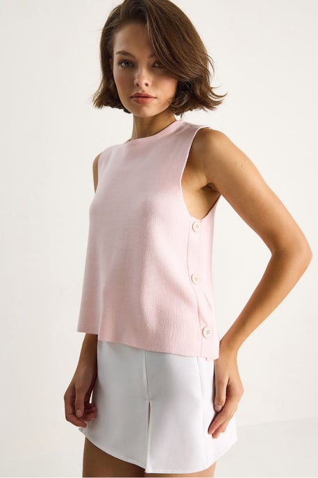 Knopfdetaillierte Strickbluse - Image 4