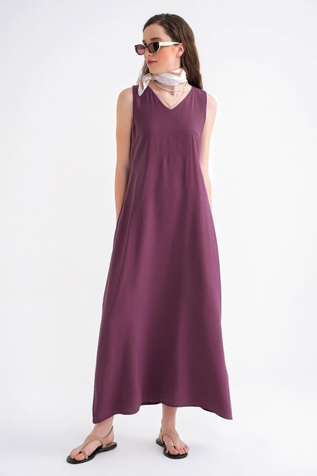 Ärmelloses V-Ausschnitt-Maxikleid mit Taschen - Image 4
