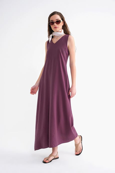 Ärmelloses V-Ausschnitt-Maxikleid mit Taschen - Image 5