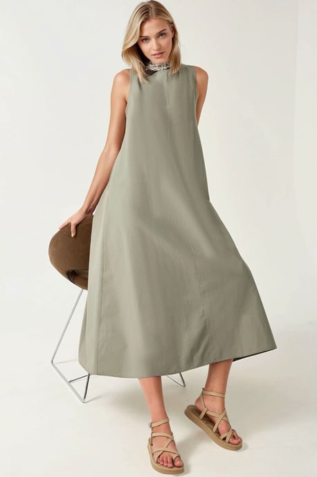 Mixray Kollektion Ärmelloses A-Linien Maxikleid mit Rundhalsausschnitt - Image 2