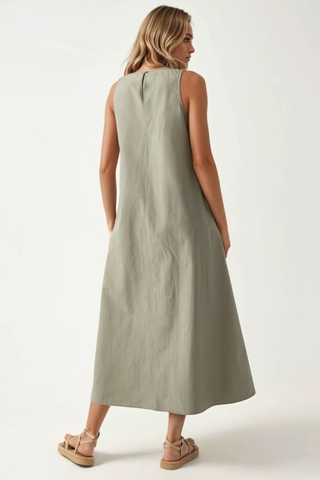 Mixray Kollektion Ärmelloses A-Linien Maxikleid mit Rundhalsausschnitt - Image 3