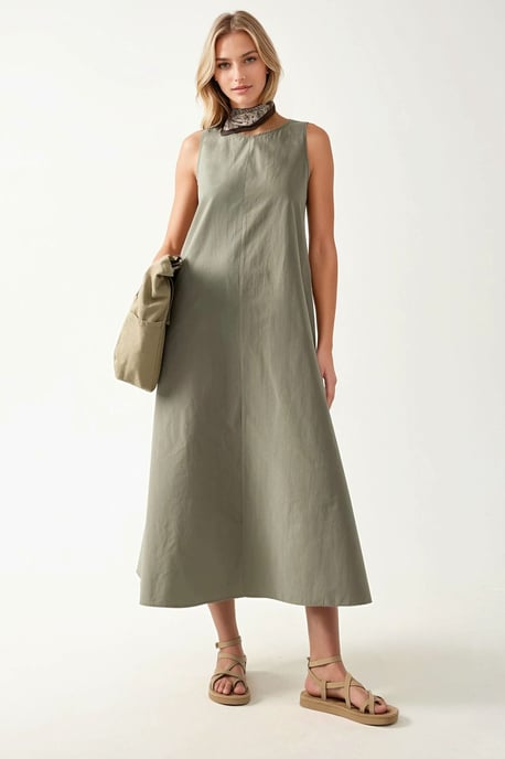 Mixray Kollektion Ärmelloses A-Linien Maxikleid mit Rundhalsausschnitt - Image 5
