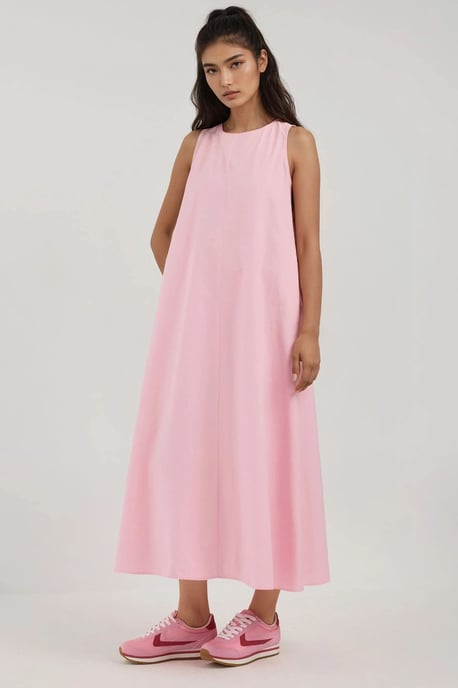 Mixray Kollektion Ärmelloses A-Linien Maxi-Kleid mit Rundhalsausschnitt - Image 1