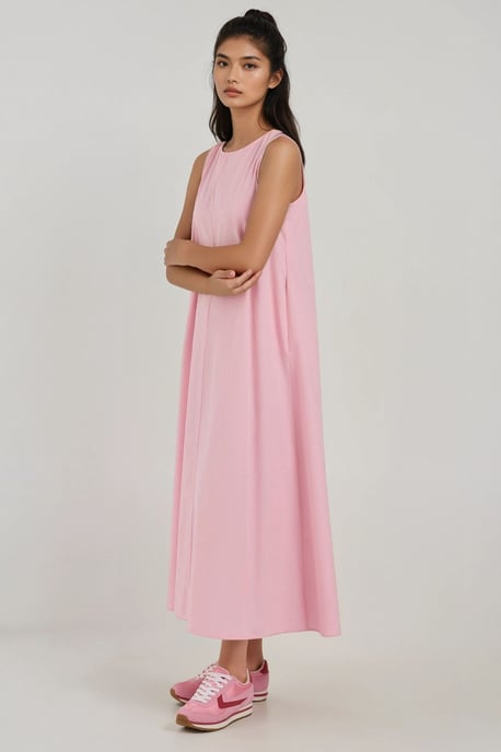 Mixray Kollektion Ärmelloses A-Linien Maxi-Kleid mit Rundhalsausschnitt - Image 5
