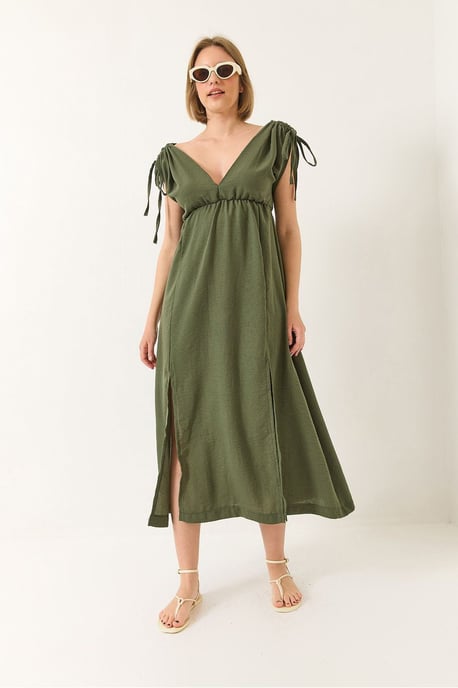 V-Ausschnitt Maxikleid mit Schlitz - Image 2