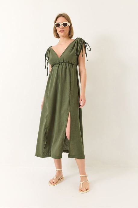 V-Ausschnitt Maxikleid mit Schlitz - Image 3