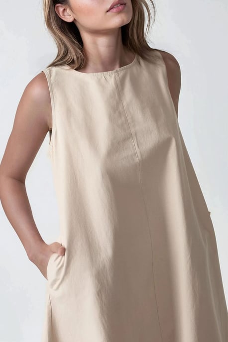 Mixray Kollektion ärmelloses A-Form Maxi-Kleid mit Rundhalsausschnitt - Image 3