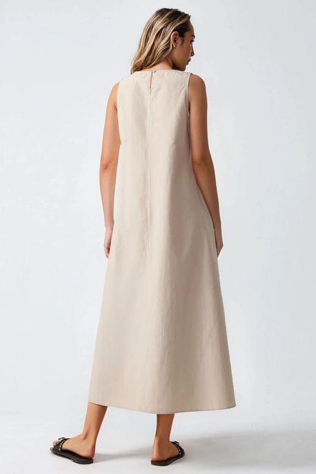 Mixray Kollektion ärmelloses A-Form Maxi-Kleid mit Rundhalsausschnitt - Image 4