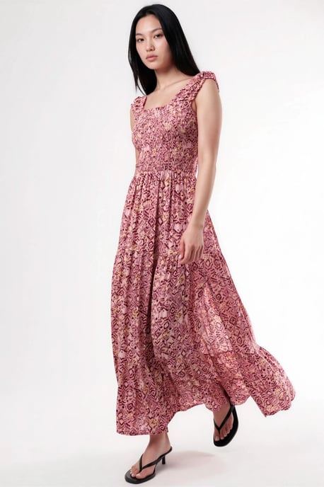 Maxikleid mit Paisley-Print und quadratischem Kragen - Image 5