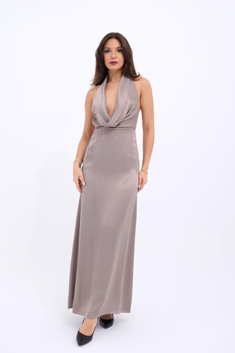 Satin Halterneck Drapekleid - Image 6
