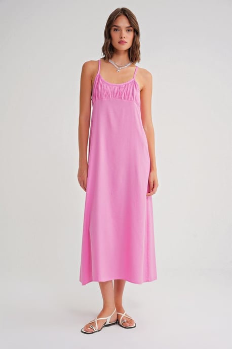 Träger Maxi-Kleid mit gerafftem Detail - Image 1