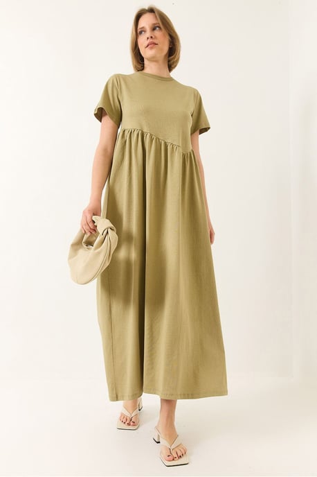 Maxi Rundhals Lässiges Strickkleid - Image 3
