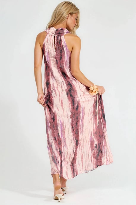 Strapazierfähiges Maxikleid mit Halterkragen und strukturiertem abstraktem Muster - Image 4