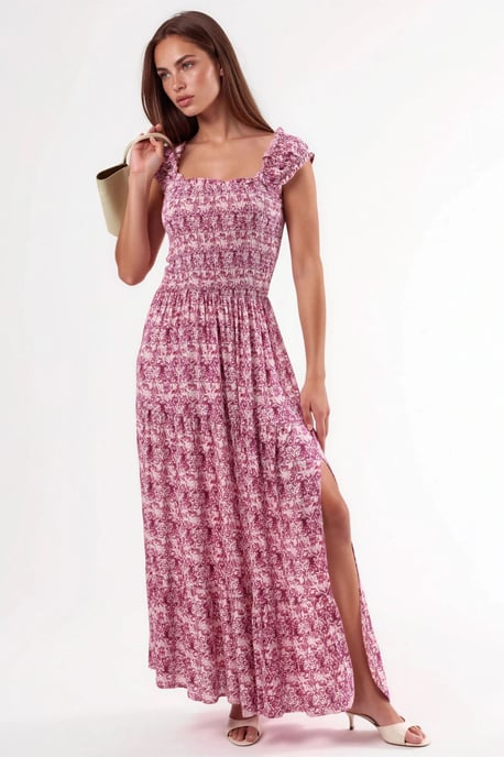 Maxikleid mit Paisley-Print und quadratischem Kragen - Image 1