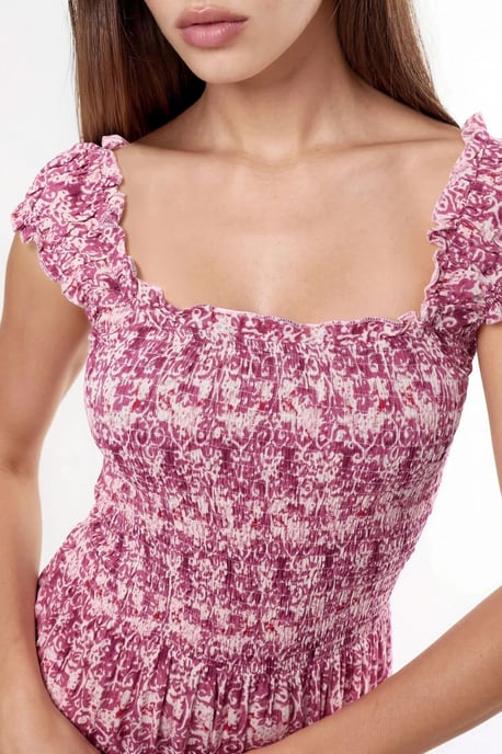 Maxikleid mit Paisley-Print und quadratischem Kragen - Image 3