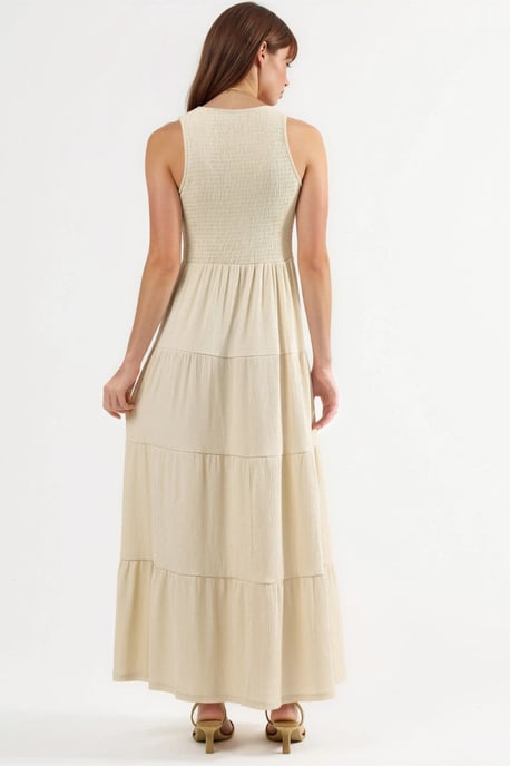 Strukturierter U-Ausschnitt Maxi-Kleid - Image 3