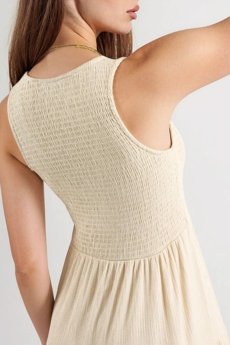 Strukturierter U-Ausschnitt Maxi-Kleid - Image 6