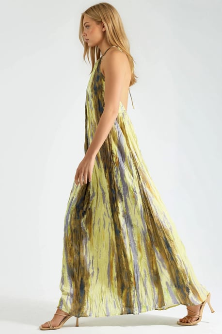 Texturiertes Gemustertes Maxikleid mit Halterkragen - Image 2